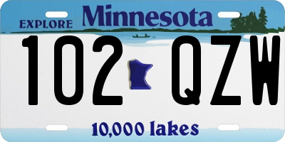 MN license plate 102QZW
