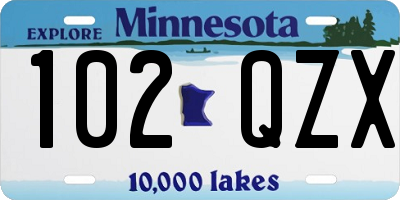 MN license plate 102QZX