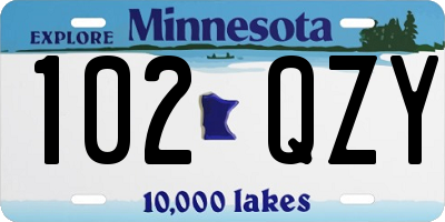 MN license plate 102QZY