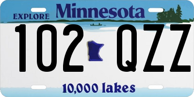 MN license plate 102QZZ