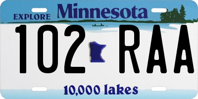 MN license plate 102RAA