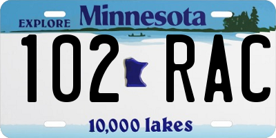 MN license plate 102RAC