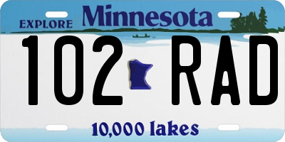 MN license plate 102RAD