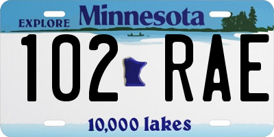 MN license plate 102RAE