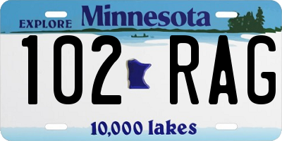 MN license plate 102RAG