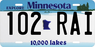 MN license plate 102RAI