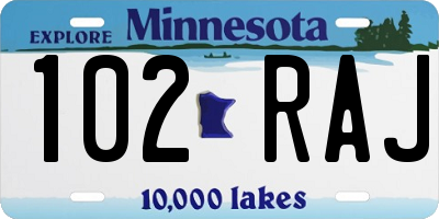 MN license plate 102RAJ