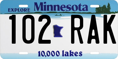 MN license plate 102RAK