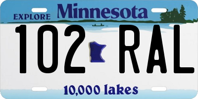 MN license plate 102RAL
