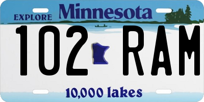 MN license plate 102RAM