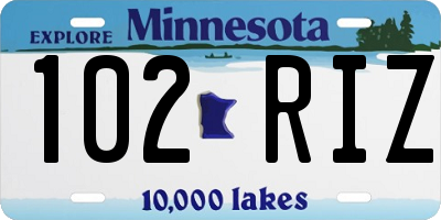 MN license plate 102RIZ