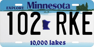 MN license plate 102RKE
