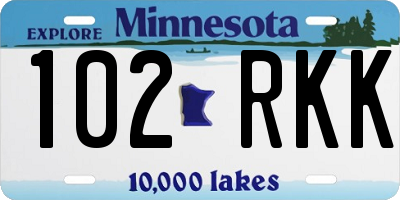 MN license plate 102RKK