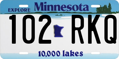 MN license plate 102RKQ