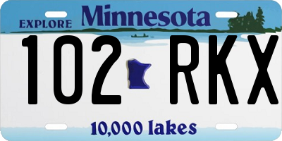 MN license plate 102RKX