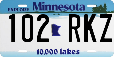 MN license plate 102RKZ