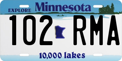 MN license plate 102RMA