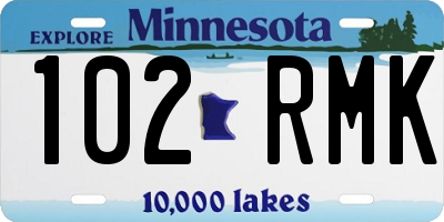 MN license plate 102RMK