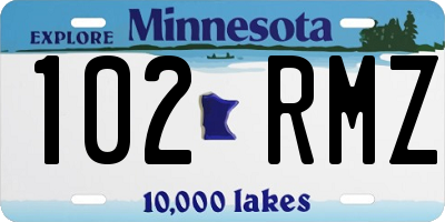 MN license plate 102RMZ