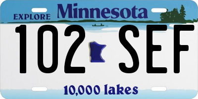 MN license plate 102SEF