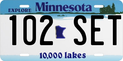 MN license plate 102SET