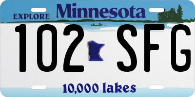 MN license plate 102SFG