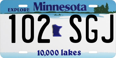MN license plate 102SGJ