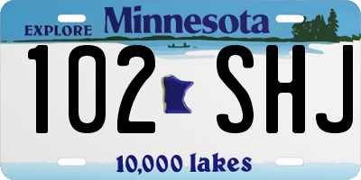 MN license plate 102SHJ