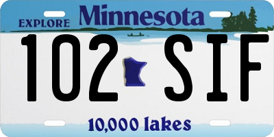 MN license plate 102SIF