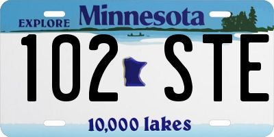 MN license plate 102STE