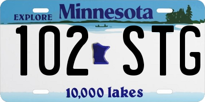 MN license plate 102STG