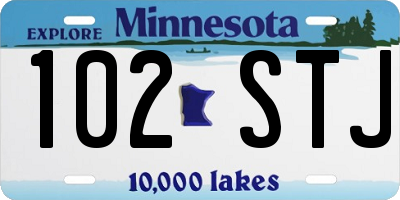MN license plate 102STJ