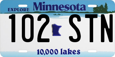 MN license plate 102STN