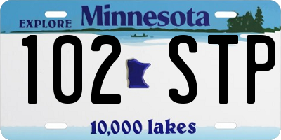 MN license plate 102STP