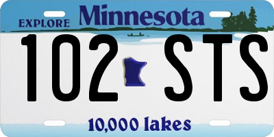 MN license plate 102STS