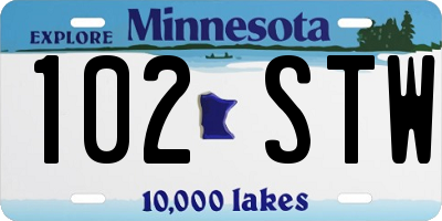 MN license plate 102STW