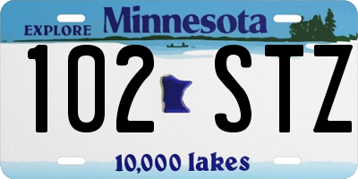 MN license plate 102STZ