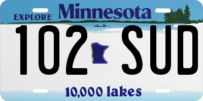 MN license plate 102SUD