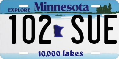 MN license plate 102SUE