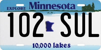 MN license plate 102SUL
