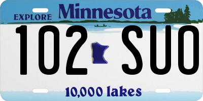 MN license plate 102SUO