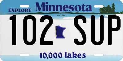 MN license plate 102SUP