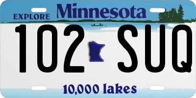 MN license plate 102SUQ