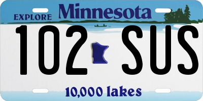 MN license plate 102SUS