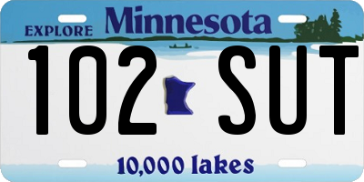 MN license plate 102SUT