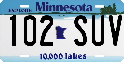 MN license plate 102SUV