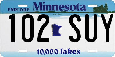 MN license plate 102SUY