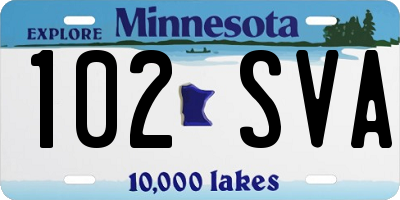 MN license plate 102SVA