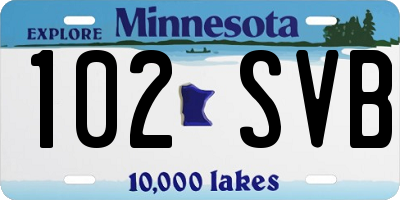 MN license plate 102SVB