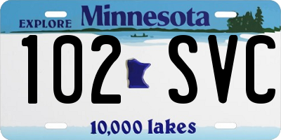 MN license plate 102SVC
